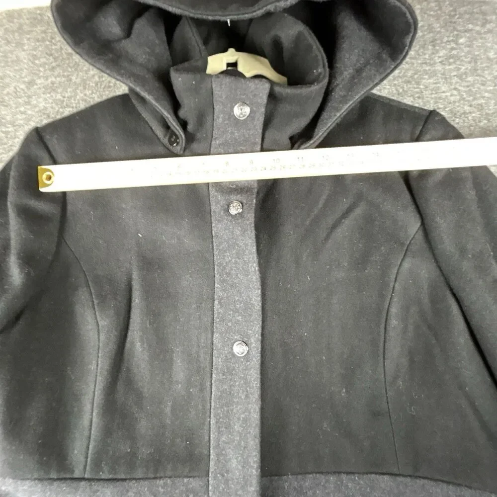 Guess Wool Blend Pea Coat Womens Sz XL Colorblock Charcoal Black Snap Zip Up - Picture 8 of 10